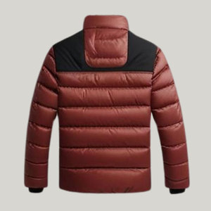Venta al por mayor de chaqueta de invierno de burbujas para los hombres de utilidad personalizada Puffer ropa con cuello con capucha y logotipo frontal de tela de lona - Product Image 2