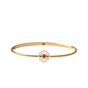 Elegante brazalete en forma de flor de oro macizo de 14 quilates con fabricación de joyas de piedras preciosas de Rubí - Product Image 1