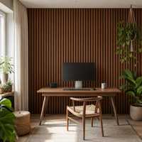 Panneaux muraux acoustiques en bois à lattes, contrôle de la réverbération, Akupanel, absorption acoustique pour salle de concert, salle de conférence, intérieur.