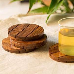 Sous-verre en bois de forme ronde moderne de qualité supérieure pour la maison, l'hôtel et le bureau - Product Image 1