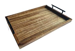 Juego de 2 bandejas de madera de pino macizo para servir, bandejas de madera hechas a mano con asas de metal, calidad superior para restaurantes y hoteles - Product Image 6
