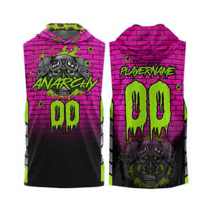 เสื้อเจอร์ซีย์เยาวชนแบบสวม 7v7  แบบซับลิเมชั่น  ไม่มีแขน  มีฮู้ด  สีดำแดง  สำหรับ 7 คนต่อทีม - Product Image 2