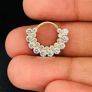 14K Or Massif Invisible Set Diamant Naturel Apsara Hoop Piercing Fine Jewelry. - Product Image 2