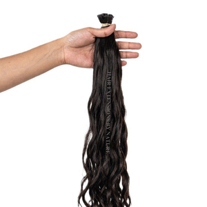 ผมต่อแบบลอนธรรมชาติอินเดียบริสุทธิ์ปลายแบนจากอินเดียสำหรับผู้หญิง - Product Image 3