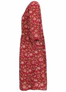 Briar <b>Dress</b> 100% Cotton <b>Bohemian</b> Cranberry Floral Print Knee-Length Washable for Summer Spring and Autumn - Product Image 6