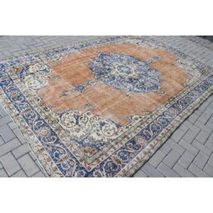 Tapis turc vintage 7,5x11,2 pieds, tapis surdimensionné, tapis en laine bleue - Product Image 2