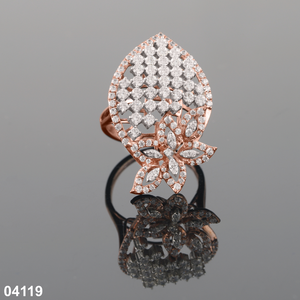 แหวนเพชรลายดอกไม้ D'VINS JEWELS ชุบทองคำชมพู 14K เพชรเพาะเลี้ยงสำหรับงานหมั้น งานแต่งงาน ของขวัญสำหรับผู้หญิง สไตล์ทันสมัย - Product Image 4