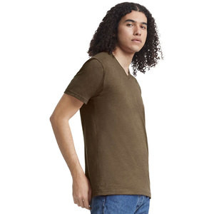 Custom Slim Fit <b>Jersey</b> Crewneck T-Shirt in Beige Print V Neck T-Shirt - Product Image 3