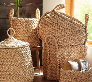Customized Seagrass Woven <b>Baskets</b> Latest Collection Decorative <b>Rattan</b> Water Hyacinth Clothing <b>Laundry</b> Hamper Home Organizer - Product Image 6