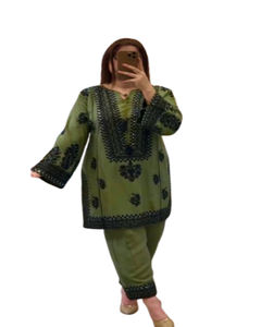 Collection de vêtements de bureau quotidiens pour femmes de créateur Ensemble pantalon Kurta en coton imprimé élégant avec Dupatta Readymade Salwar Kameez - Product Image 1