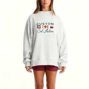 Sweat-shirt oversize en molleton brodé personnalisé avec logo pour femme, col roulé en coton doux, streetwear d'hiver, écologique - Product Image 5