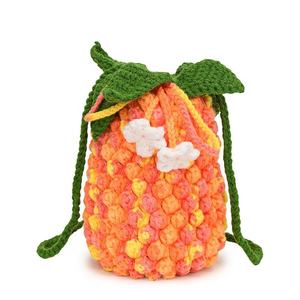 Autumn Crochet Creative Gradient Pineapple <b>Bucket</b> Handmade Wool Women's Crossbody Shoulder Bag Open Large Capacity Fashion Style - Product Image 6