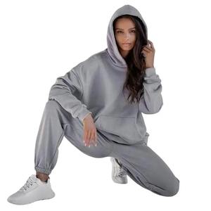 Ensemble deux pièces d'hiver pour femmes Survêtement surdimensionné 2021 Automne Pantalon Costumes Femme Sweatshirt Solide Sports Hoodie Sportswear - Product Image 3