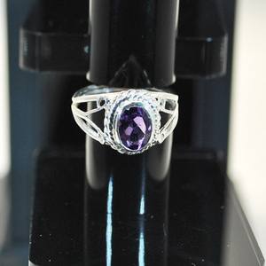 Diseño romántico amatista corte ovalado 925 Ajuste de bisel de plata esterlina anillo de banda fiesta de compromiso aniversarios de boda mujeres niñas - Product Image 2