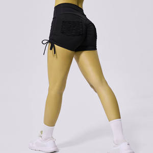 2025 Women High Waist Yoga Fitness Shorts Female Drawstring Pocket Hip Lifting <b>Tight</b> Elastic Running Sports Pants for Women - Product Image 6