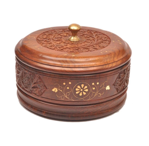 กล่องชาปาตีไม้ กล่องเก็บอาหารสแตนเลสสลักลาย กล่องเก็บตอร์ติญ่าแบบคลาสสิกสำหรับเก็บชาปาตีให้ร้อน - Product Image 3