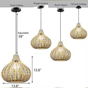 โคมไฟระย้าหวายดีไซน์ทันสมัยสำหรับแขวนเอฟเฟกต์แสงไฟตะกร้าสานโคมไฟตกแต่งบ้าน - Product Image 2