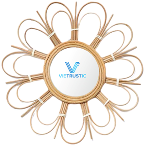 Top New Design Bamboo Rattan Wall Salon Mirror <b>Small</b> Round Mirror Natural <b>Safe</b> Wicker Makeup Vanity Mirror - Product Image 1