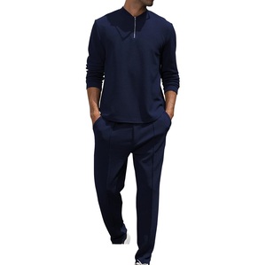2026 último diseño hombres 100% poliéster verano azul marino chándal conjuntos hombre Slim Fit camiseta y pantalones conjuntos para niños adultos - Product Image 1
