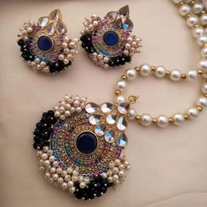 Ensemble collier et boucles d'oreilles de style paon de qualité supérieure Hit Design, ensemble de bijoux pour femmes pour mariage, Eid et soirée - Product Image 1