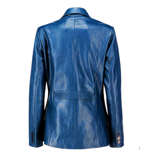 100% véritable haute qualité en cuir femmes coupe ajustée Blazer décontracté simple boutonnage affaires veste respirant doublure grande taille - Product Image 6