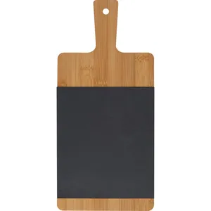 Tagliere in bambù GEMMA con inserto in ardesia - Gadget personalizzato - Product Image 3