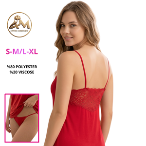 Chemise de nuit en satin pour femme, sexy, en dentelle, taille élastique, tricotée, sans manches, pour le sommeil - Product Image 2