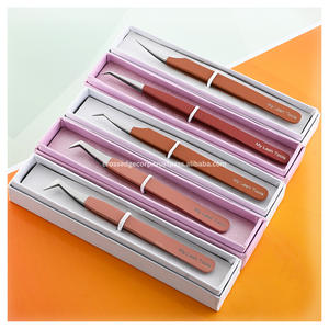 Pince à épiler pour cils à pointe en fibre Classic 90 °   Pince à cils en acier inoxydable, outil d'isolation courbé en L - Product Image 1