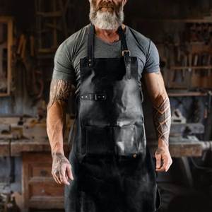 Tablier de soudage en cuir de style artisanal classique avec bretelles réglables, design multi-poches pour porte-outils - Product Image 5