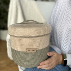 Best Designing Woven Cotton <b>Basket</b> Square Shape <b>Toys</b> & Dirty Clothes Storage <b>Basket</b> With Lid for Room Usage Storage <b>Basket</b> - Product Image 5