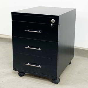 TCN68018 - Classeur de rangement personnel moderne en bois d'hévéa noir avec 3 tiroirs amovibles 50x40x50 cm pour la maison, le bureau, l'école, l'hôpital - Product Image 5