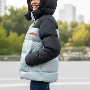 Vestes à bulles pour femmes au design unique, bicolores, 100% polyester, manches longues, coupe ample, respirantes, pour l'hiver - Product Image 2