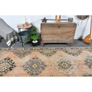 Alfombra de lana Naranja Turca Vintage 4 pies X 12 pies Estilo clásico de retazos con acentos beige Alfombra de sala de estar de área grande para adolescentes - Product Image 2