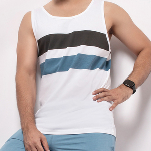 เสื้อกล้ามคอตตอนแขนกุดสำหรับผู้ชายเสื้อสายเดี่ยวแบบลำลองลายทางทรงสลิมฟิตสำหรับ100% ขายส่ง2024 - Product Image 3