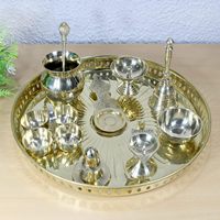 Fabriqué à la main en argent plaqué Pooja Aarti Thali au prix de gros fait à la main décoratif en argent plaqué Pooja Aarti Thali Home Decor