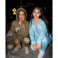 Sudadera con capucha de algodón 100% transpirable y ecológica para mujer, con cremallera completa, elástica, estilo urbano, para otoño-invierno 2024