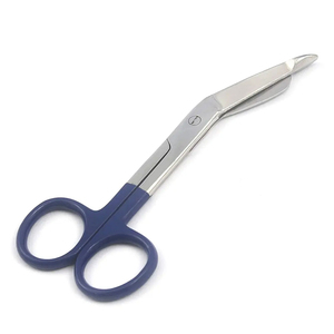 Tijera quirúrgica con mango revestido azul, hoja curva, tijeras de vendaje de funcionamiento, tijera de corte de puntada de acero inoxidable - Product Image 2