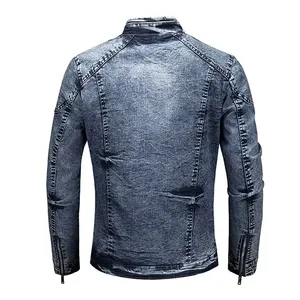 Veste en jean délavée à l'acide pour hommes coupe ajustée design vieilli pour streetwear urbain et tenues décontractées - Product Image 2