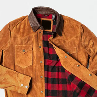 Veste en cuir suédé marron pour homme, style western traditionnel, en peau de mouton, vintage, à franges, chauffante, imperméable, respirante, prête pour l'hiver