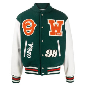 Blouson Bomber Varsity en Cuir Vintage pour Homme, Tendance 2026, avec Broderie Personnalisée en Chenille et Patchs en Laine, Respirant, en Peau de Mouton - Product Image 1