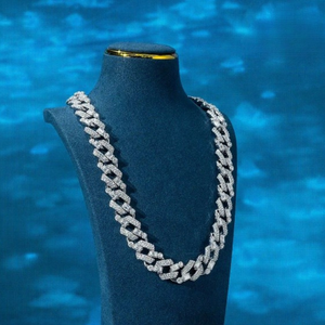 Cadena de eslabones cubanos de diamante completo de 14mm para hombres, Hip Hop corte redondo Iced Out CZ joyería fina plata esterlina 925 - Product Image 3