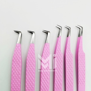 Pinzas profesionales de acero inoxidable para extensión de pestañas Mega volumen pestañas de visón precisión Punta de 90 grados Plasma negro - Product Image 5