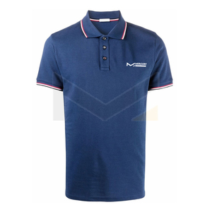 เสื้อโปโลแขนสั้นสีน้ำเงินกรมท่าสำหรับผู้ชาย MERCURY พร้อมโลโก้ปักลายตัดกัน ทรงปกติ สวมใส่สบายๆ - Product Image 1