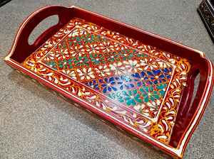 Plateau de service en bois classique de haute qualité, écologique, finition naturelle, taille personnalisée, rectangle, décoration d'intérieur et article cadeau - Product Image 4