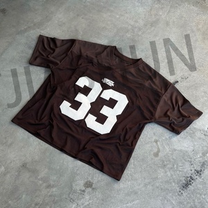 Personalizado de gran tamaño Crop Boxy sublimación Retro Streetwear malla uniforme deporte Boxy camisetas recortadas fútbol americano Jersey - Product Image 2