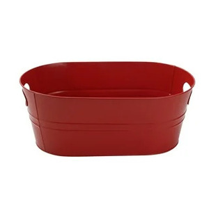 Botella enfriadora de vino de hierro galvanizado martillado Cubo de hielo con mango de madera Forma Ovalada para celebraciones de fiestas y bodas - Product Image 4