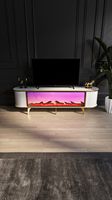 Table basse électrique en bois DOSIN DS2408 avec foyer intégré, design moderne et luxueux pour salon, avec connexion Bluetooth et panneau de commande