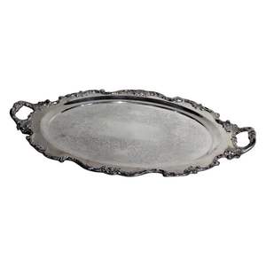 Bandeja de Servir de Acero Inoxidable de Diseño Antiguo con Asas, Elegante Plato Decorativo Plateado para Decoración de Mesa de Fiesta Navideña - Product Image 2