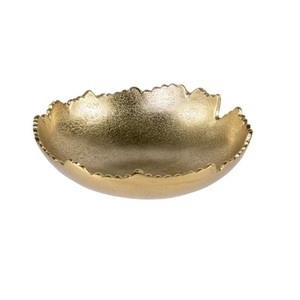 Hammered <b>Metal</b> Aluminium Centerpiece Bowl With Sculpted <b>Edges</b> Decorative Antique Modern Gold Color Finished Bowl - Product Image 5