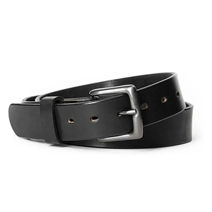 Cinturón de Cuero Genuino de Color Sólido para Hombre, Hebilla Rectangular de Acero, Estilo de Moldeo de una Sola Pieza, Duradero - Product Image 2